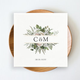 Einfache, elegante Eukalyptus Weiße Rosen Serviette