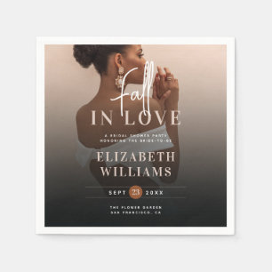 Einfache Elegante Fall in Liebe Foto Brautparty Serviette