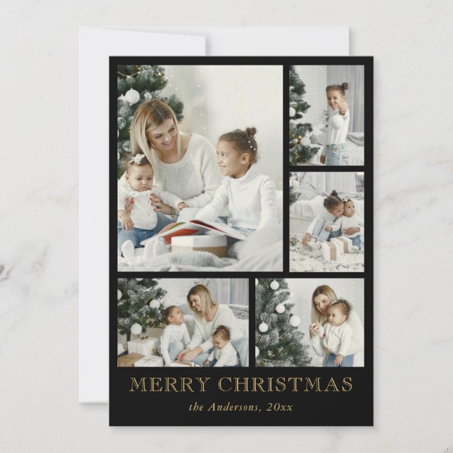 Einfache Elegante Familienfoto Collage Weihnachten (Vorderseite)