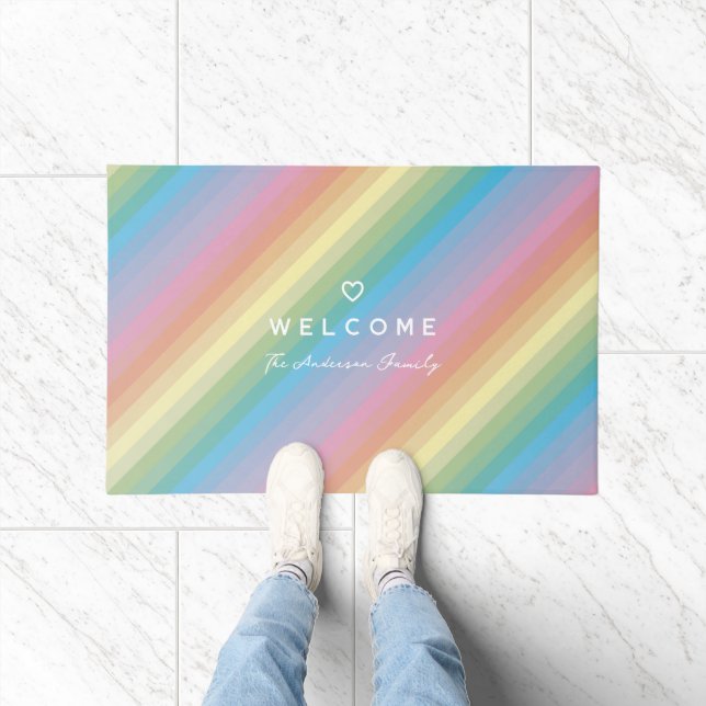 Einfache elegante, farbenfrohe Regenbogenstreifen  Fußmatte (Indoor)