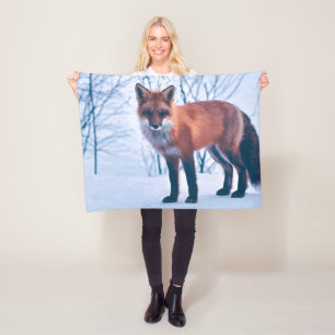 Einfache elegante Fleece-Decke roter Fox-Grafik- Fleecedecke
