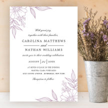 Einfache elegante Floral Corners Wedding Lavender