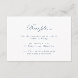 Einfache Elegante formale Empfang Dusty Blue Weddi Begleitkarte