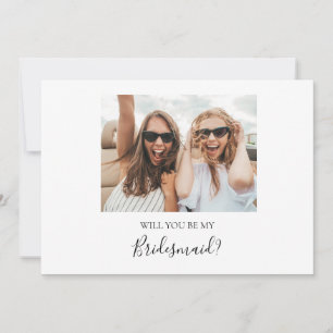 Einfache Elegante Foto Bridesmaid Vorschlagskarte Einladung