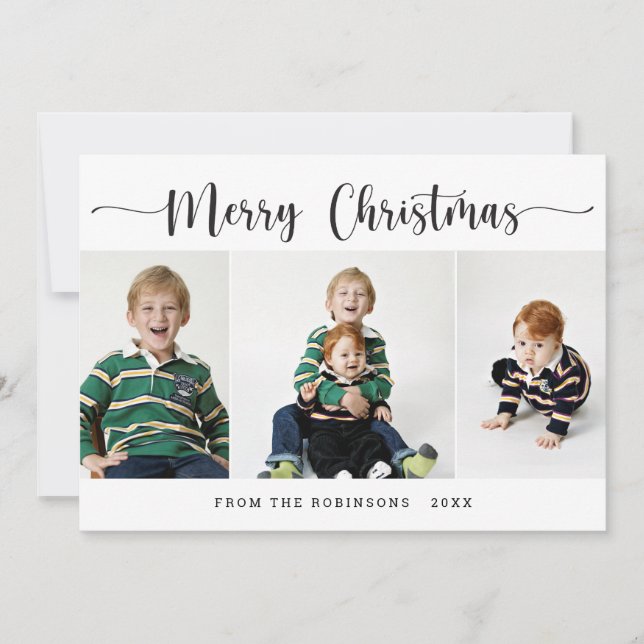 Einfache elegante Foto Collage Card zu Weihnachten (Vorderseite)