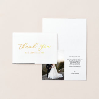 Einfache Elegante Foto Hochzeit Dankeschön Karte