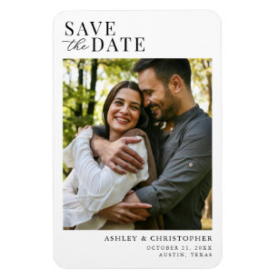 Einfache elegante Foto-Hochzeit - Termin vormerken Magnet