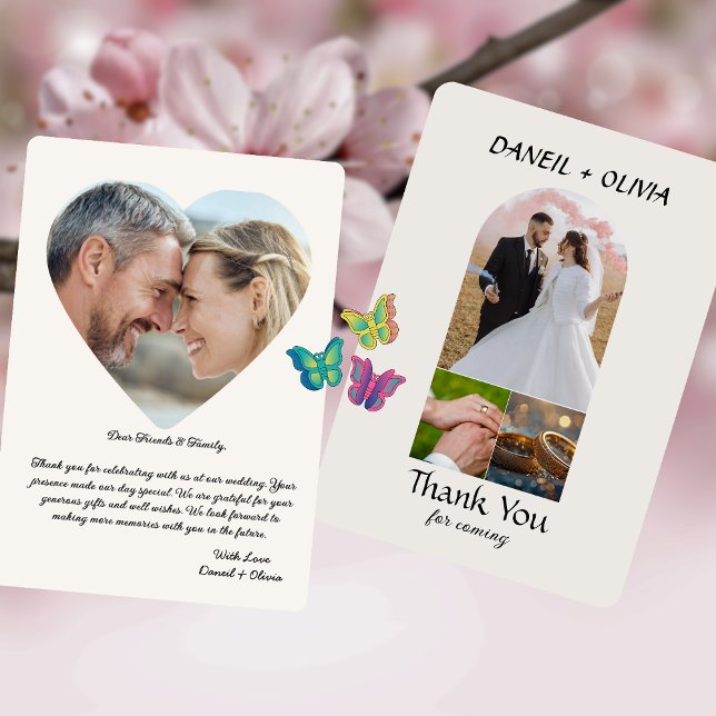 Einfache Elegante Foto Hochzeit Vielen Dank Karte  (#foryou)