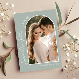 Einfache Elegante Foto Sage Green Wedding Save The Date