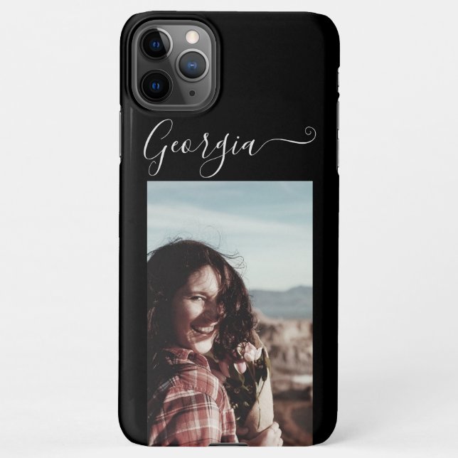 Einfache Elegante Foto Template Individuelle Name  iPhone Hülle (Rückseite)