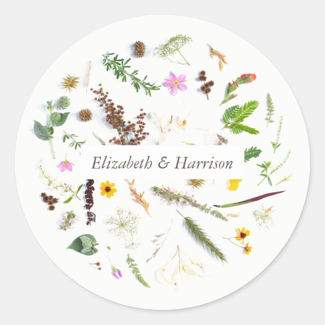 Einfache Elegante Gastgeschenk Hochzeit der Wilden Runder Aufkleber (Vorderseite)