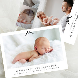 einfache elegante Geburtsfoto Karte Baby Geburt