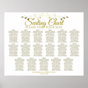Einfache elegante Gold 17 Table Wedding Seating Ch Poster