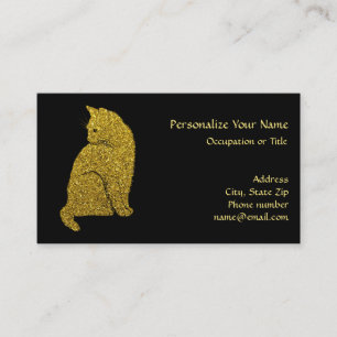 Einfache Elegante Gold Cat Visitenkarte