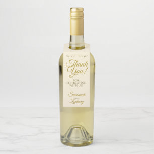 Einfache elegante Gold & Cream Wedding Vielen Dank Flaschenanhänger