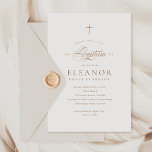 Einfache elegante Gold Cross Kalligraphie Taufe Einladung<br><div class="desc">Einfache Elegante Gold Cross Kalligrafie Taufe Die Invitation besticht durch ein zartes modernes Kreuz,  gepaart mit modernem Typ und schöner Kalligraphie-Skript.</div>