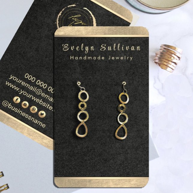 Einfache elegante Gold Earring Display Card Visitenkarte (Von Creator hochgeladen)