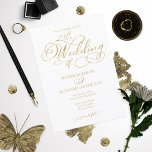 Einfache Elegante Gold Foil Script Hochzeit Einladung<br><div class="desc">Einfache,  elegante Goldfoil-Script-Einladung</div>