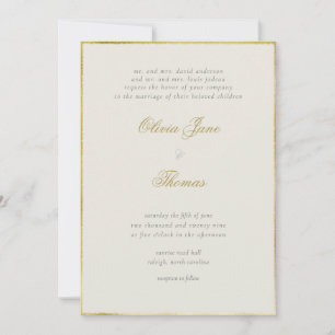Einfache Elegante Gold Frame Ecru Hochzeit Einladung