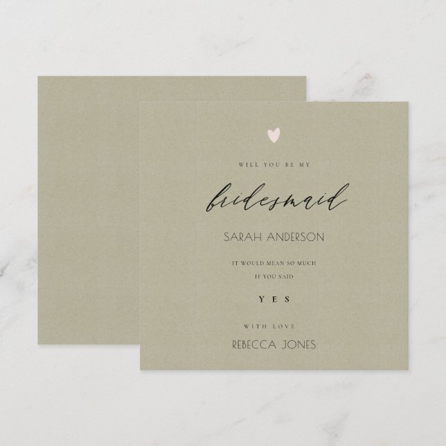EINFACHE ELEGANTE GOLD KRAFT TYPOGRAPHIE Bräute Einladung (Vorne/Hinten)