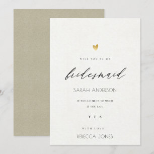 EINFACHE ELEGANTE GOLD KRAFT TYPOGRAPHIE BRIDESMAI EINLADUNG