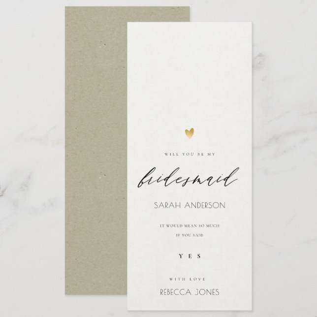 EINFACHE ELEGANTE GOLD KRAFT TYPOGRAPHIE Bridesmai Einladung (Vorne/Hinten)