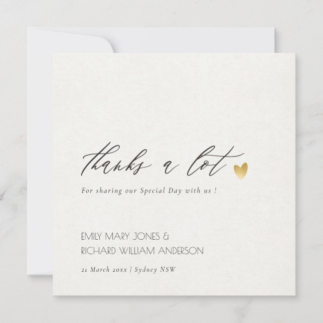 EINFACHE ELEGANTE GOLD KRAFT TYPOGRAPHIE DANKEN DANKESKARTE (Vorderseite)