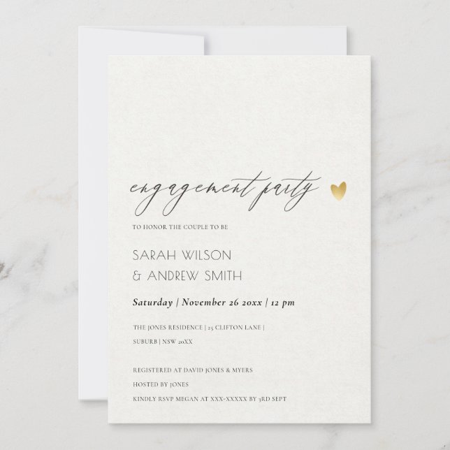 EINFACHE ELEGANTE GOLD KRAFT TYPOGRAPHIE-VERLOBUNG EINLADUNG (Vorderseite)