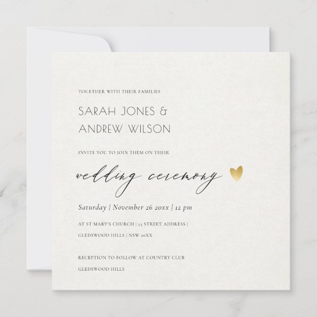 EINFACHE ELEGANTE GOLD KRAFT TYPOGRAPHY WEDD EINLADUNG (Vorderseite)