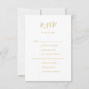 Einfache Elegante Gold Menü Auswahl RSVP Karte