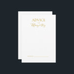 Einfache elegante Gold Wedding Advice Card Hinweiskarte<br><div class="desc">Diese schlichte,  elegante Gold Hochzeitsratenkarte ist perfekt für Ihre moderne minimalistische Weiß- und Goldhochzeit. Das Design besticht durch minimalen zeitgenössischen Gold-Schriftart,  begleitet von formaler Kalligraphie. Behalt es so,  wie es ist,  oder wählen Sie es mit Ihren eigenen Kunstwerken oder Fotos zu personalisieren!</div>