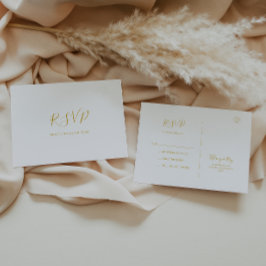 Einfache elegante Gold Wedding RSVP Postkarte