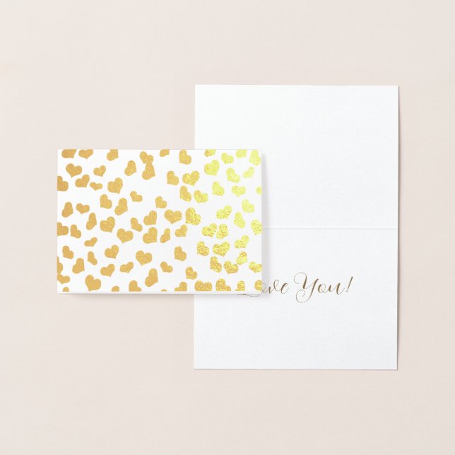 Einfache Elegante Golden Hearts Valentinstag Folienkarte (Anzeige)