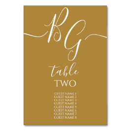Einfache elegante Golden Initials Wedding Guest Na Tischnummer