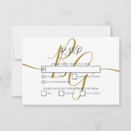 Einfache elegante Golden Initials Wedding RSVP Car Karte