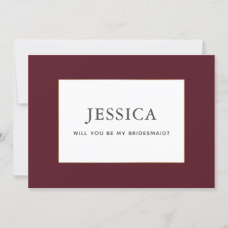 Einfache Elegante Goldene Burgund Wine Bridesmaid  Save The Date
