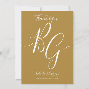 Einfache Elegante Goldene Initialen Hochzeit Dankeskarte