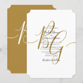 Einfache elegante Goldene Initialen Hochzeit Einla Einladung