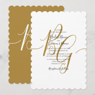 Einfache elegante Goldene Initialen Hochzeit Einla Einladung