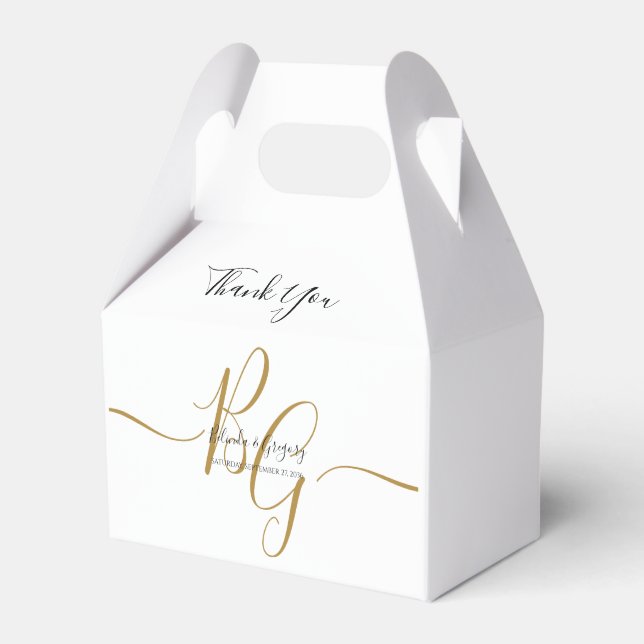 Einfache Elegante Goldene Initialen Hochzeit Geschenkschachtel (Vorderseite)