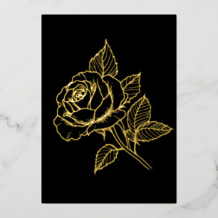 Einfache elegante goldene Rose schwarze Notizkarte