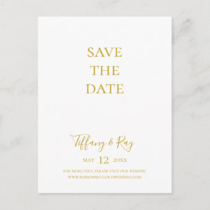 Einfache elegante goldene Save-the-Date-Postkarte Einladungspostkarte