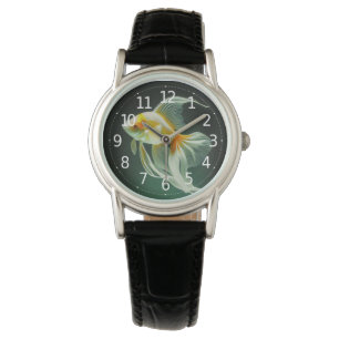 Einfache elegante Goldfisch-Digitalkunst   Armbanduhr