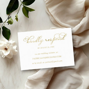 Einfache elegante Goldfolie Online Hochzeits RSVP Karte