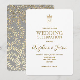 Einfache elegante Goldkalligrafie-Hochzeit Einladung