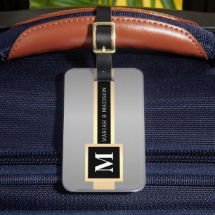 Einfache elegante Goldmetall-mit Monogramm Bezeich Gepäckanhänger