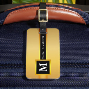 Einfache elegante Goldmetall-mit Monogramm Bezeich Gepäckanhänger