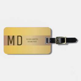 Einfache, elegante Goldmetall-Streifen, mit Monogr Gepäckanhänger