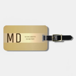 Einfache, elegante Goldmetall-Streifen, mit Monogr Gepäckanhänger