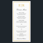 Einfache elegante Goldmonogramm-Hochzeit Menükarte<br><div class="desc">Elegantes Hochzeitsmenü mit Monogramm und einer Grenze in Imitat Gold. Die Header und Ihre Namen sind in Kalligraphie. Diese einfachen und klassischen Hochzeitsmenüs sind ideal für eine formelle Hochzeit.</div>